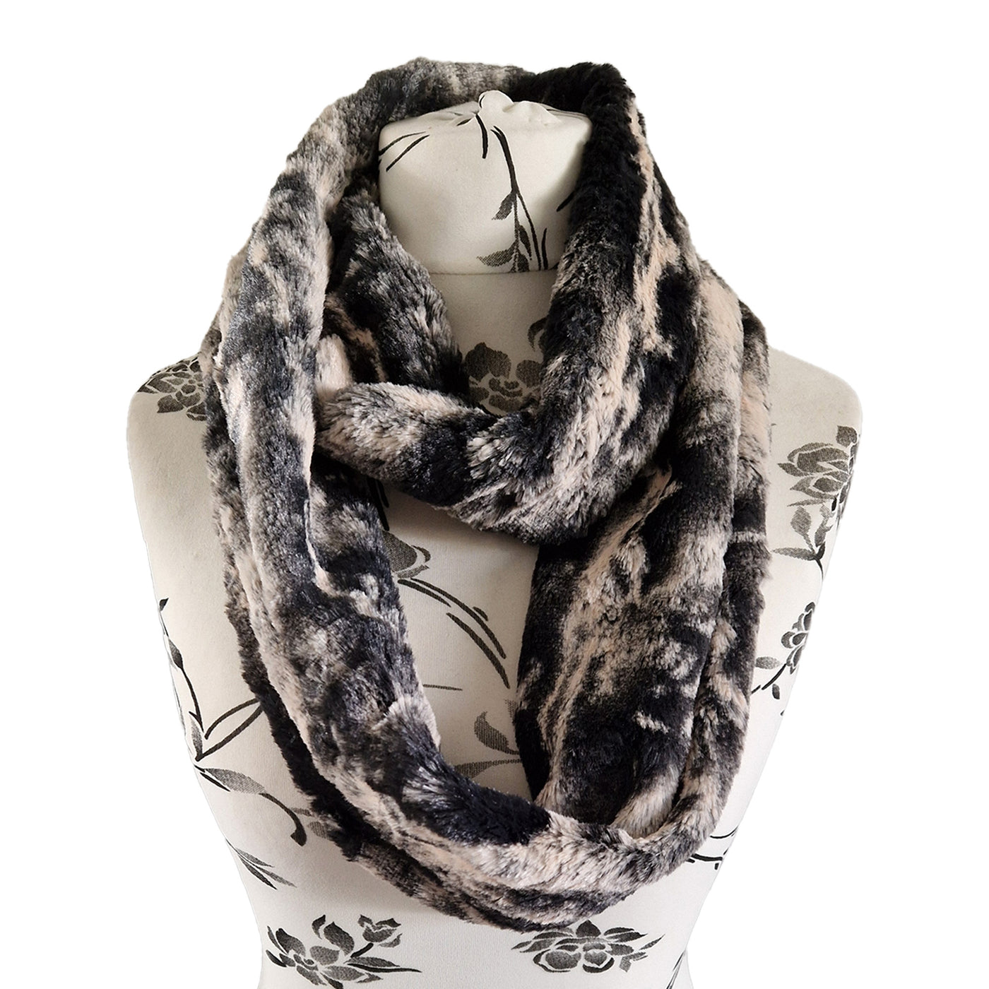 Infinity Scarf handmade from an ultra soft and fluffy luxurious Chinchilla faux fur fabric.  Wear it long or wrap it around your neck 2-3 times to keep you toasty warm
