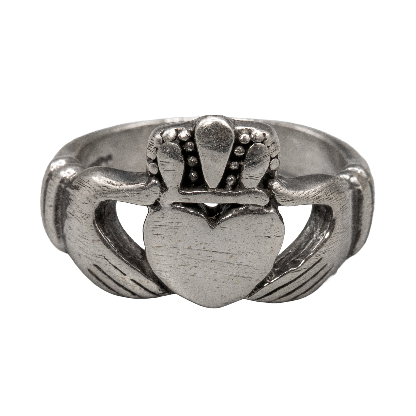 Lovely Claddagh ring handmade from 925 sterling silver in our Devon, UK workshop. Irish Claddagh rings symbolise love, loyalty & friendship.  The heart in the centre represents love, the crown on top of the heart represents loyalty and the 2 hands holding the heart represent friendship.
