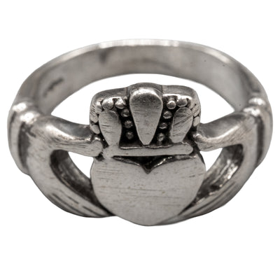 Lovely Claddagh ring handmade from 925 sterling silver in our Devon, UK workshop. Irish Claddagh rings symbolise love, loyalty & friendship.  The heart in the centre represents love, the crown on top of the heart represents loyalty and the 2 hands holding the heart represent friendship.
