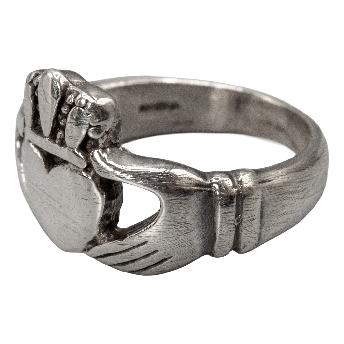 Lovely Claddagh ring handmade from 925 sterling silver in our Devon, UK workshop. Irish Claddagh rings symbolise love, loyalty & friendship.  The heart in the centre represents love, the crown on top of the heart represents loyalty and the 2 hands holding the heart represent friendship.
