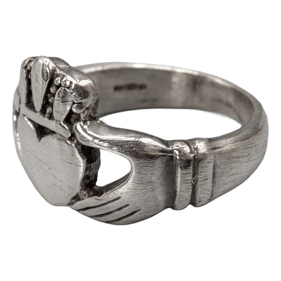 Lovely Claddagh ring handmade from 925 sterling silver in our Devon, UK workshop. Irish Claddagh rings symbolise love, loyalty & friendship.  The heart in the centre represents love, the crown on top of the heart represents loyalty and the 2 hands holding the heart represent friendship.
