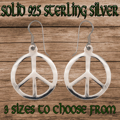 925 sterling silver drop earrings in a CND symbol