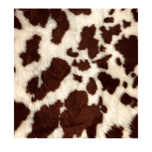Ultra soft  and fluffy brown & cream guernsey cow faux fur fabric sold by the metre or yard 150cm wide x 100cm or 91.5cm perfect for making cushions, scarves, apparel, fancy dress up costumes
