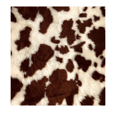 Ultra soft  and fluffy brown & cream guernsey cow faux fur fabric sold by the metre or yard 150cm wide x 100cm or 91.5cm perfect for making cushions, scarves, apparel, fancy dress up costumes

