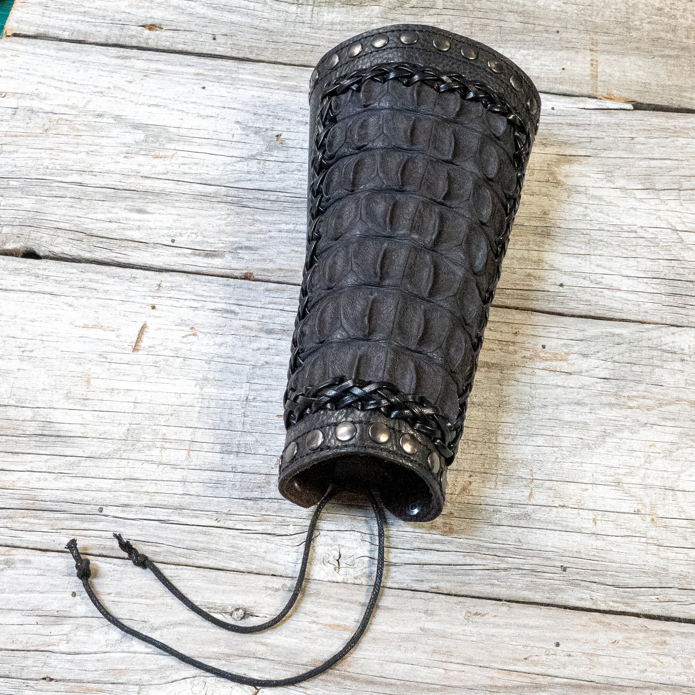 Genuine Crocodile Skin Wide Leather Wrist Cuff Biker Celtic Viking Archery Larp
