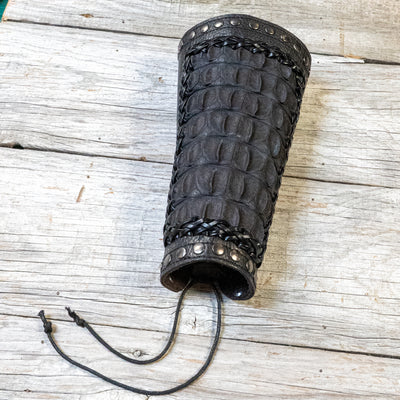 Genuine Crocodile Skin Wide Leather Wrist Cuff Biker Celtic Viking Archery Larp
