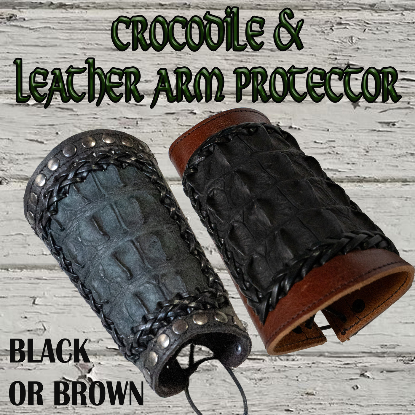 Genuine Crocodile Skin Wide Leather Arm Protector