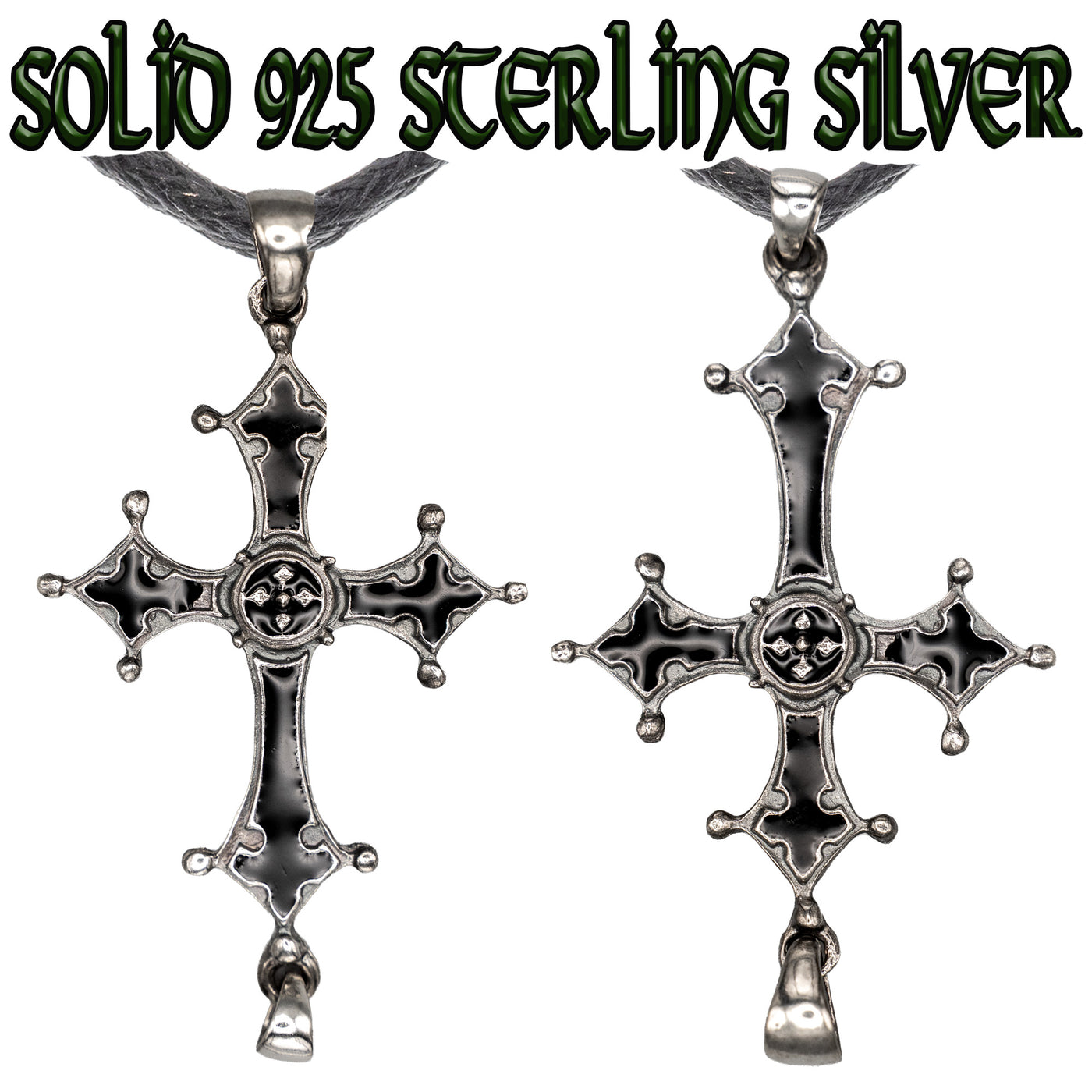 Gothic Cross Pendant - .925 sterling silver & Enamel
