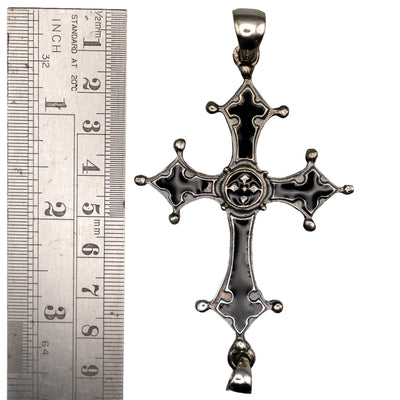 Gothic Cross Pendant - .925 sterling silver & Enamel