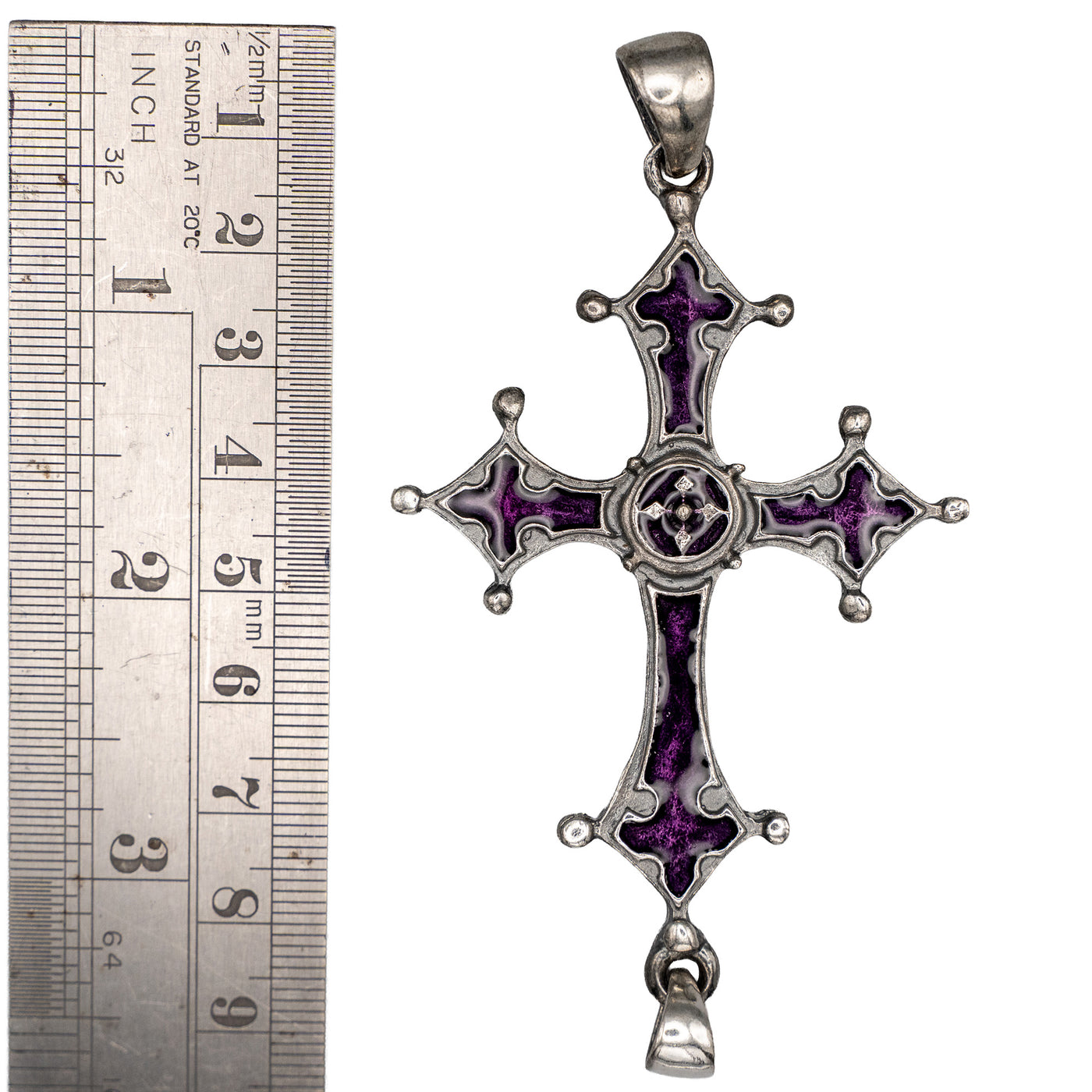 Gothic Cross Pendant - .925 sterling silver & Enamel
