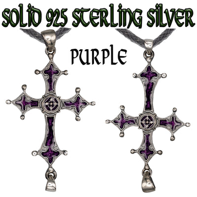 Gothic Cross Pendant - .925 sterling silver & Enamel