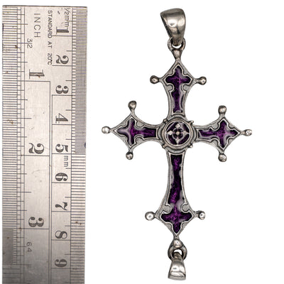 Gothic Cross Pendant - .925 sterling silver & Enamel