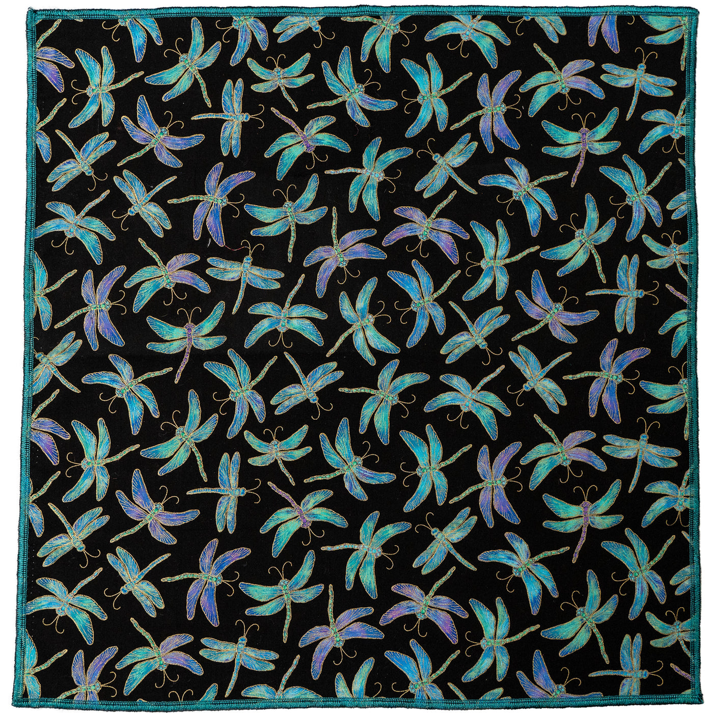 Handmade bandana with a beautiful dragonfly fabric, dragonflies in shades of blues, greens & purples