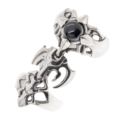 Articulated Spine with Onyx Ring - .925 sterling silver