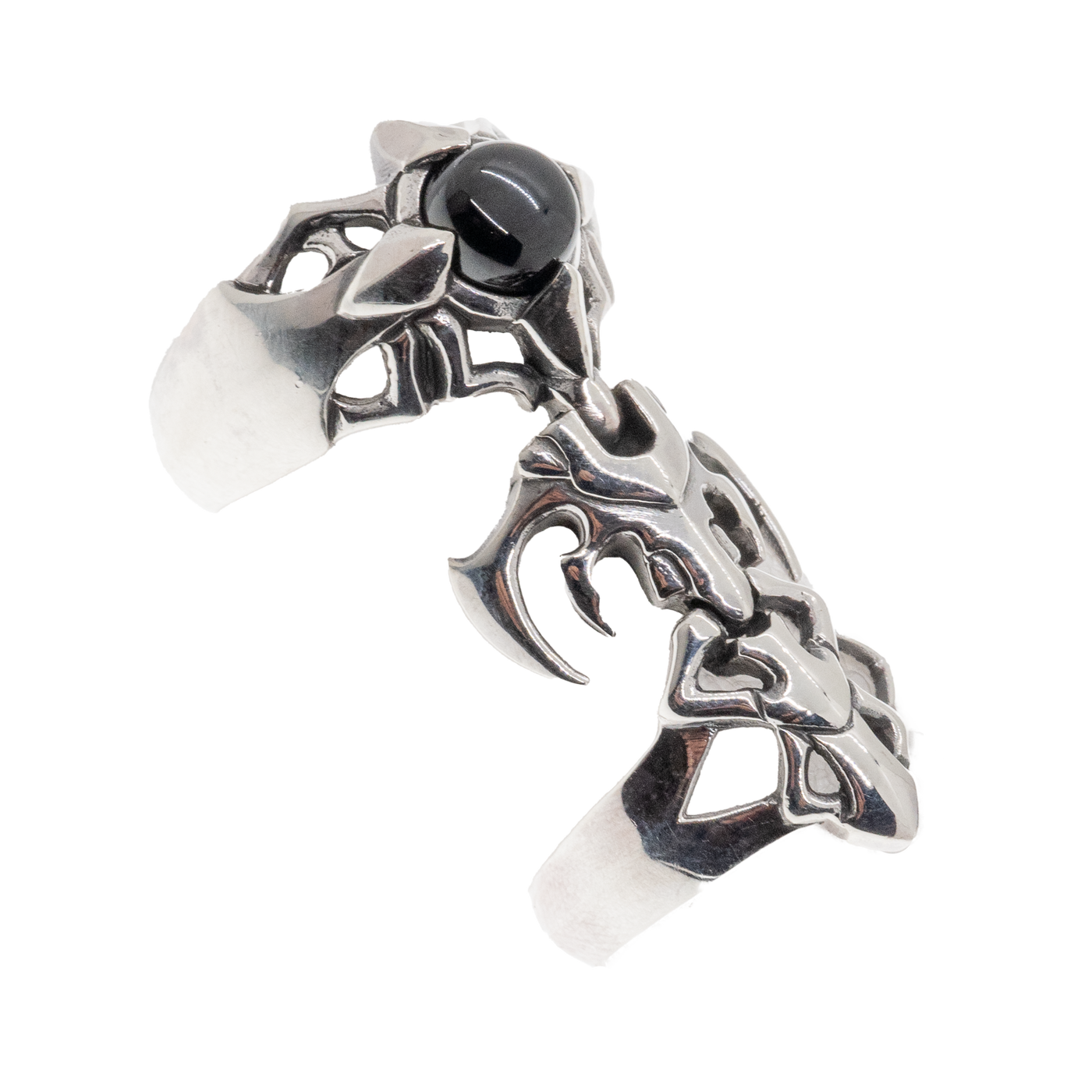 Articulated Spine with Onyx Ring - .925 sterling silver