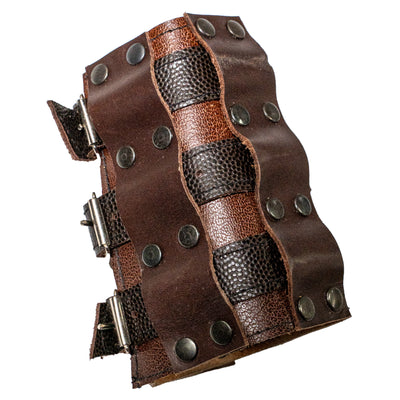 Brown Wide real leather wristband with 3 strong buckles to secure it in place, perfect arm/wrist support and looks great on.