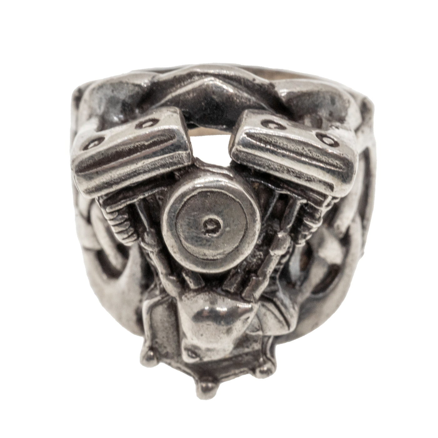 V Twin Bike Engine Ring 925 sterling silver