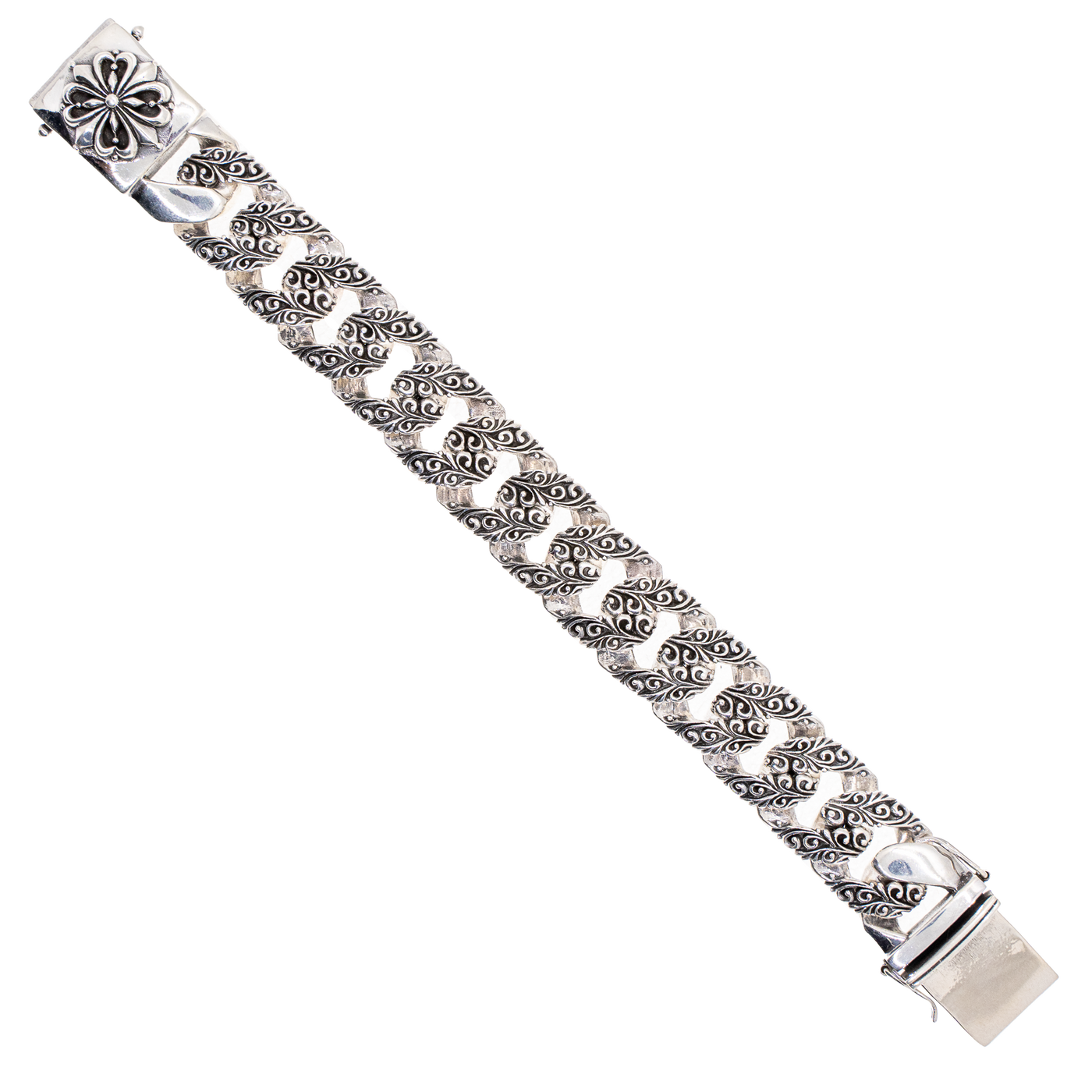 Flower Link Bracelet - .925 sterling silver