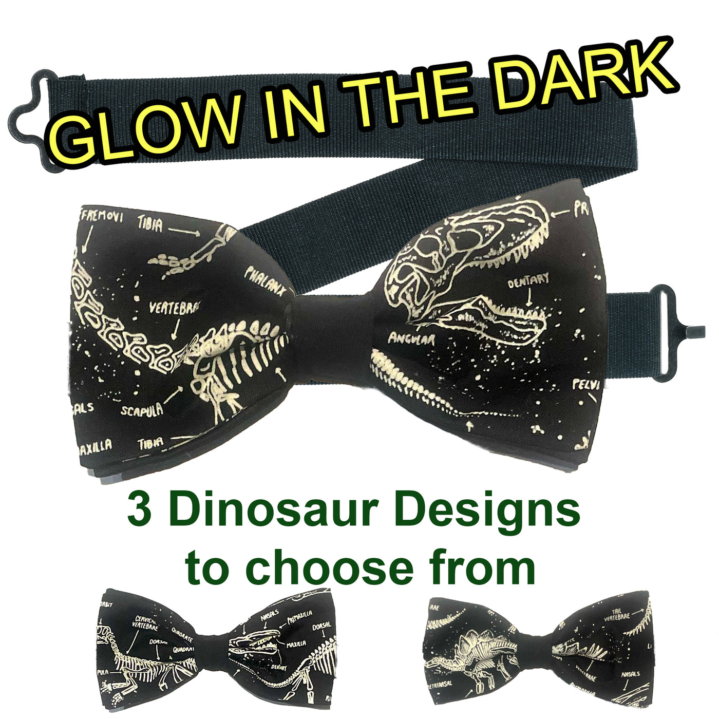 Glow in the Dark Dinosaur Bow Tie
