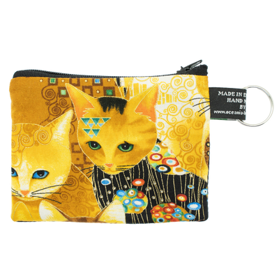 Golden Bejewelled Cat Coin & Card Purse