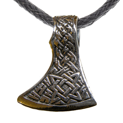Viking Axe Pendant with celtic knotwork detailing, 925 solid sterling silver