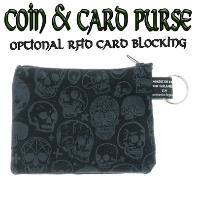 Skulls Coin & Card Purse with optional RFID Protection