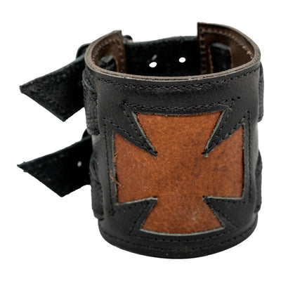 Iron Cross Leather Wristband