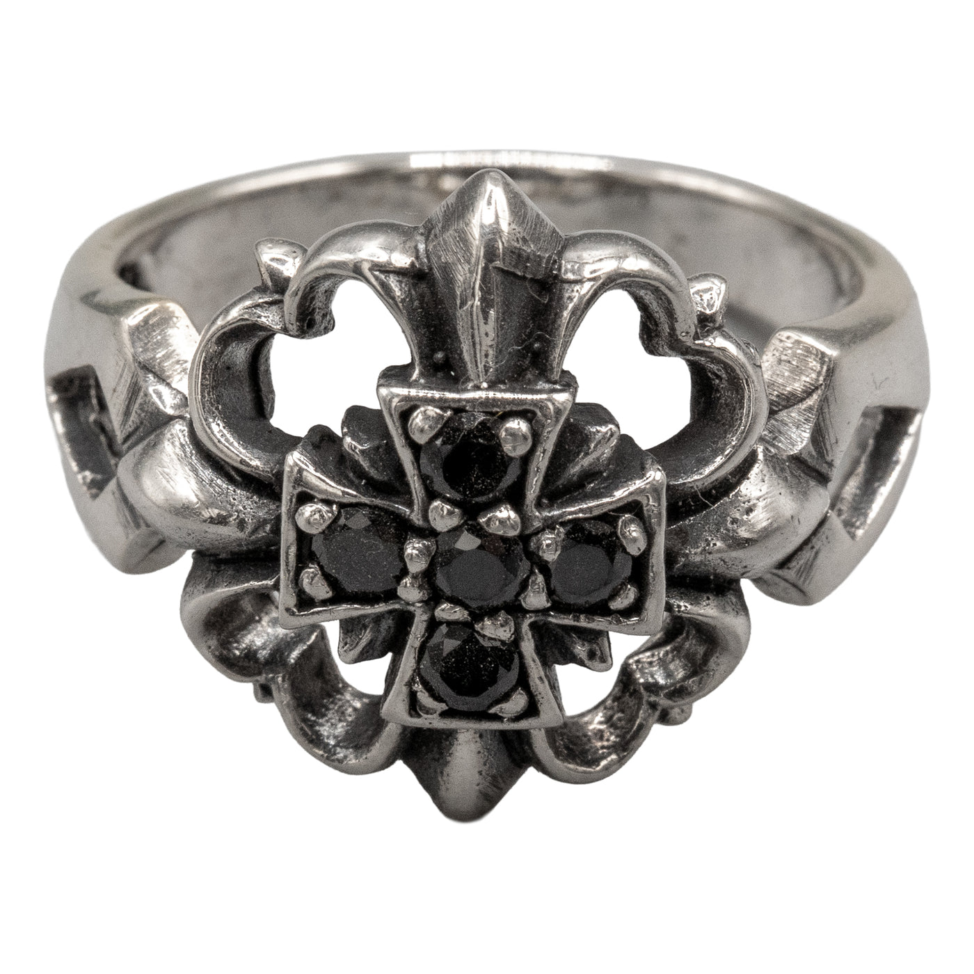 Iron Cross Ring with cubic zirconia