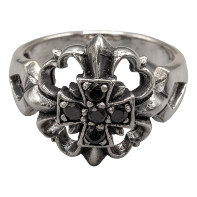 Iron Cross Ring with cubic zirconia