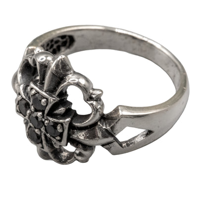 Iron Cross Ring with cubic zirconia