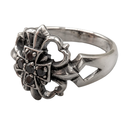 Iron Cross Ring with cubic zirconia