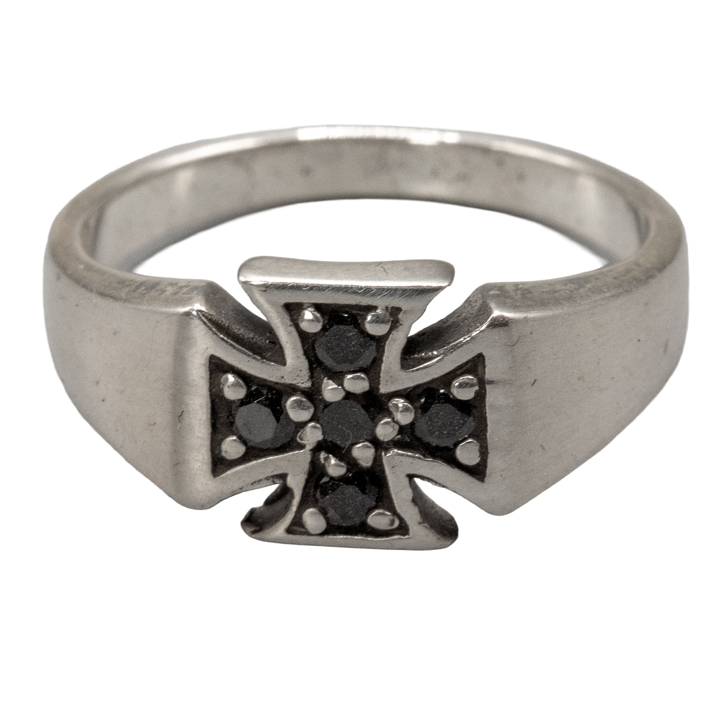 Iron Cross Ring with cubic zirconia