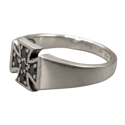 Iron Cross Ring with cubic zirconia