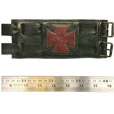 Leather Iron Cross Wristband