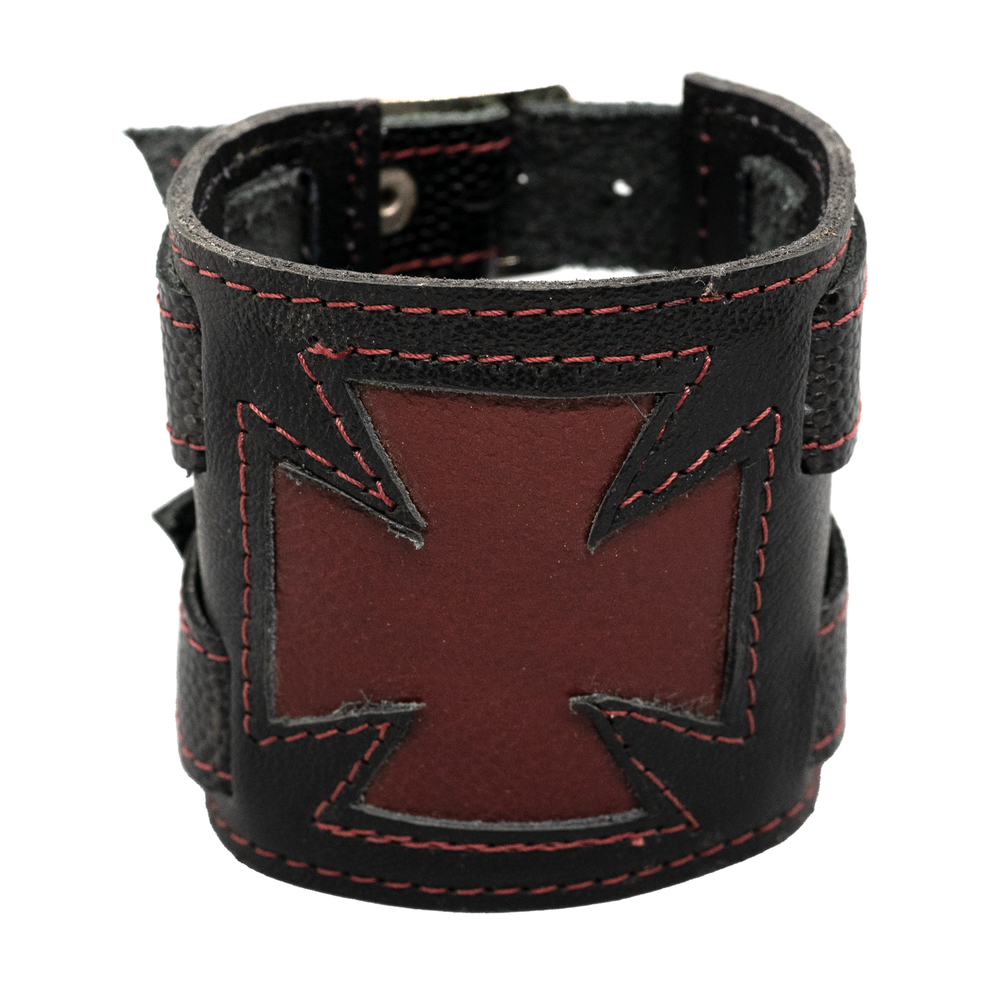 Leather Iron Cross Wristband