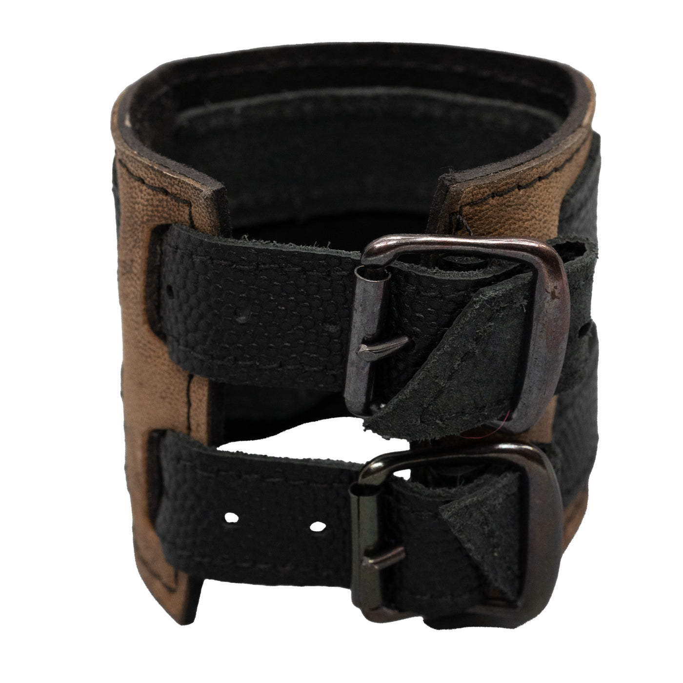 Leather & Vintage Python Iron Cross Wristband