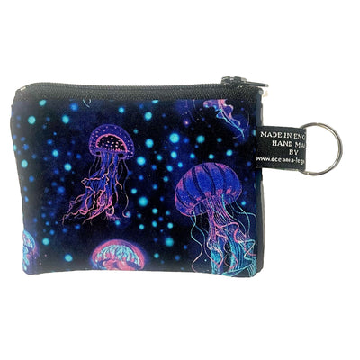 Beautiful jellyfish handmade cotton zipped purse