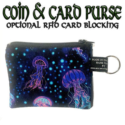 Beautiful jellyfish handmade cotton zipped purse