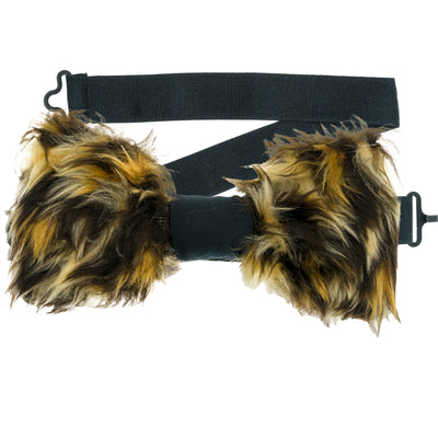 Leopard Faux Fur fluffy fabric Handmade pre-tied bow tie which is on a sliding ribbon to easily attach. There is also a crocodile clip which can be attached to turn it into a hair bow.  Handmade from Faux Fur & 100% cotton
