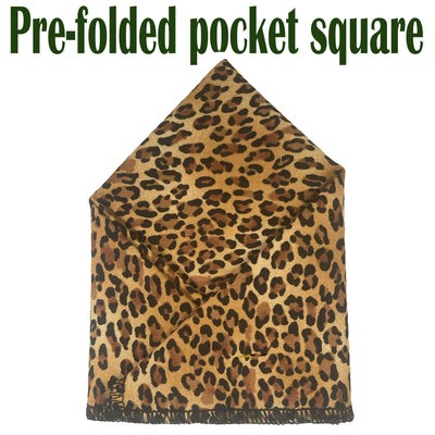 Small Leopard Print design on our pre-folded pocket square is  25cm x 25cm, pre-folded so just pop it straight in your pocket. Handmade from 100% Cotton
