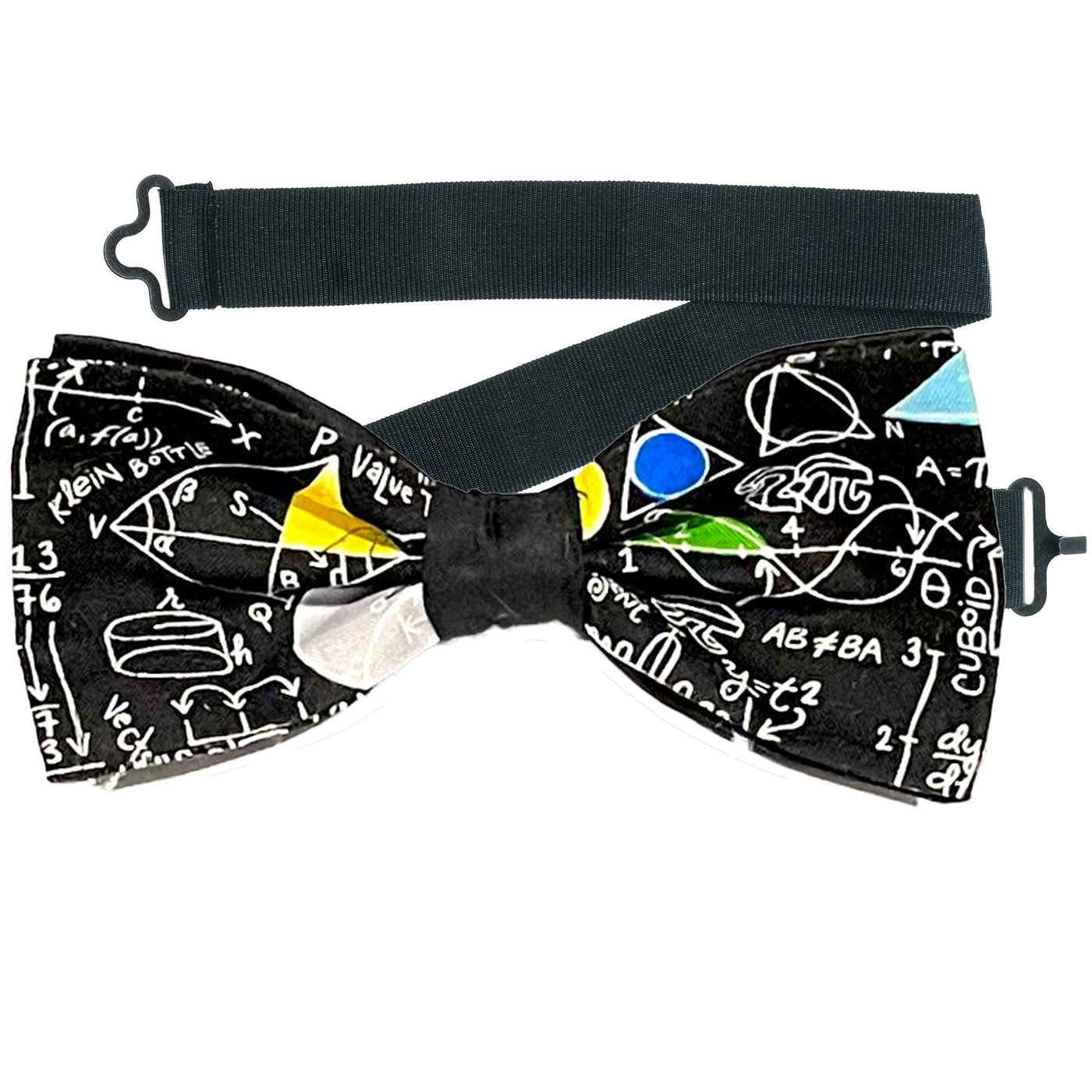 Mathematical design with maths symbols & equations on our pre-tied bow tie which is on a sliding ribbon to easily attach. The pocket square is  25cm x 25cm, pre-folded so just pop it straight in your pocket. Handmade from 100% Cotton
