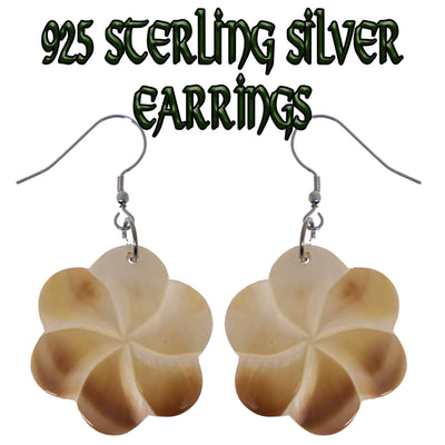 Mother of Pearl Flower Earrings -  .925 sterling silver