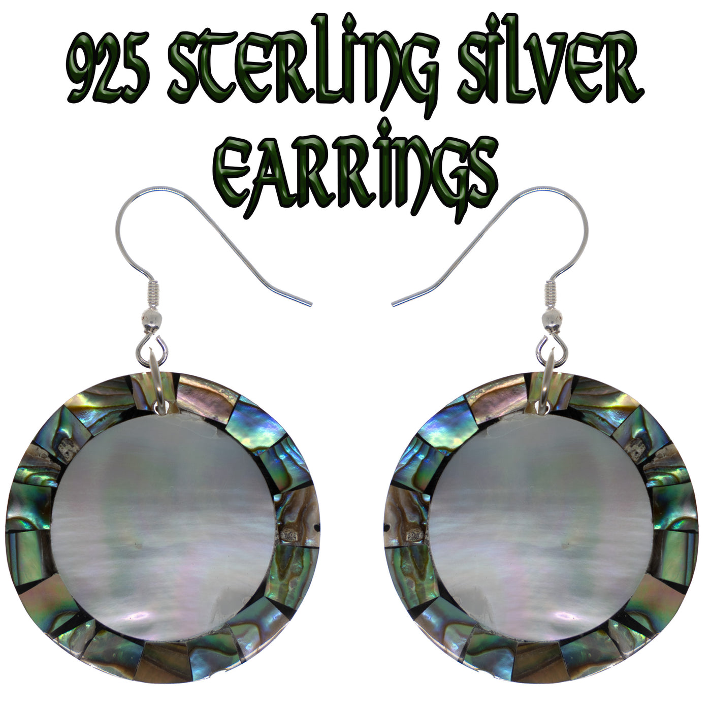 Mother of Pearl & Abalone (Paua Shell) Earrings -  .925 sterling silver