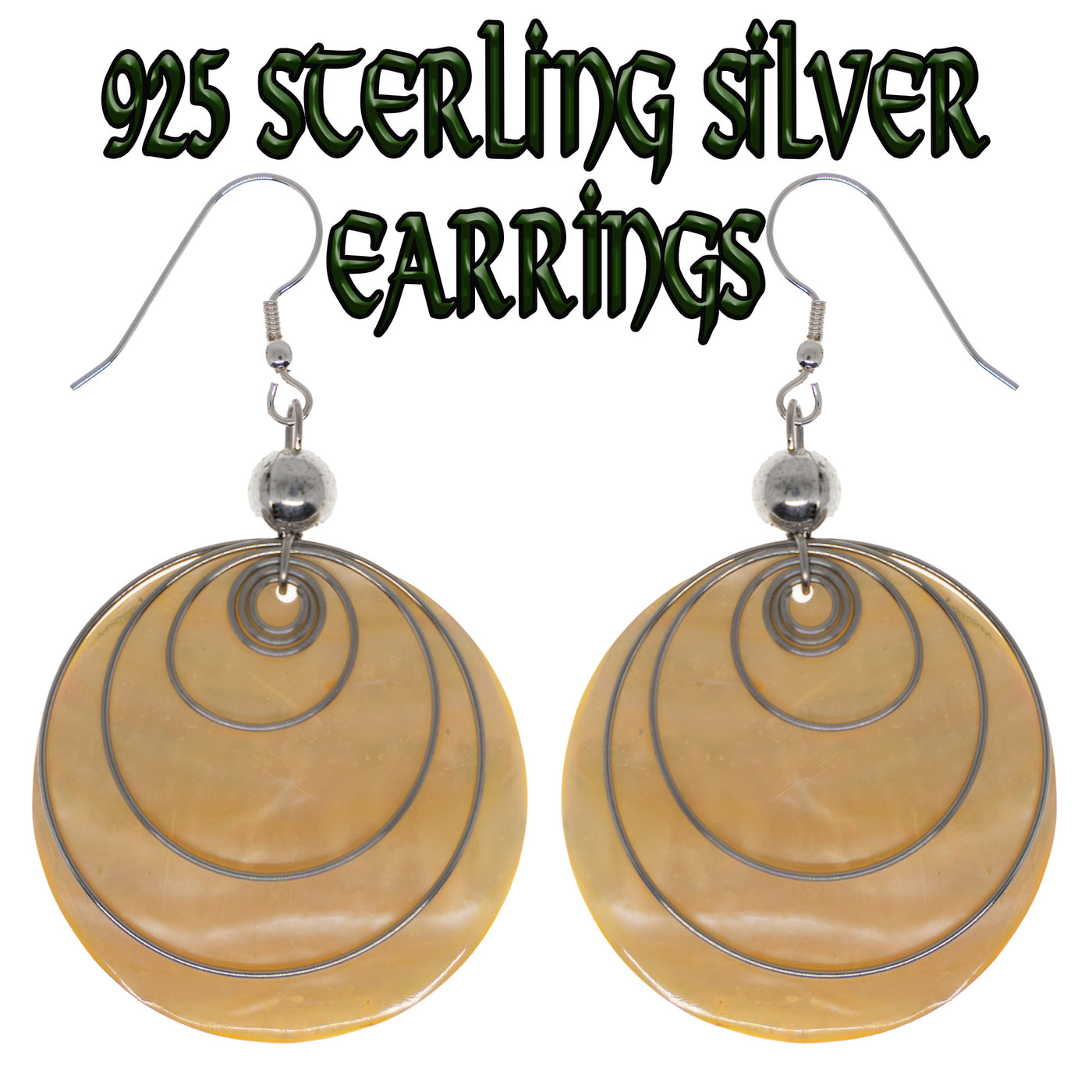 Mother of Pearl Earrings -  .925 sterling silver