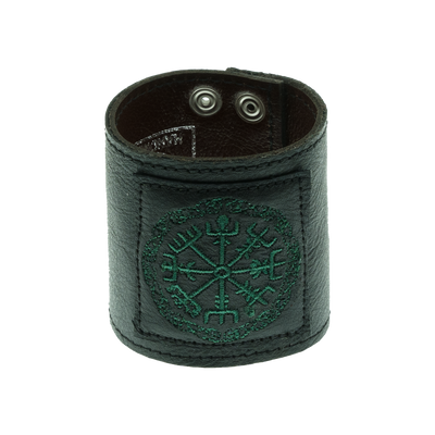 Nordic Compass (Vegvisir)~ Leather Wristband