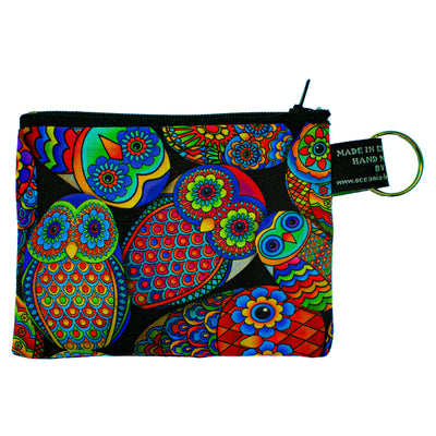 Owl Painted Stone/Egg Coin & Card Purse with optional RFID Protection