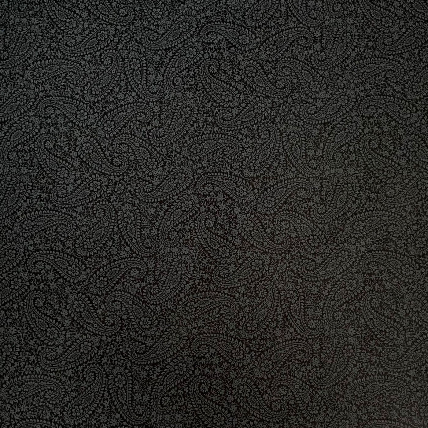 black paisley & daisy patterned fabric, great traditional paisley design, black 100% cotton machine washable fabric
