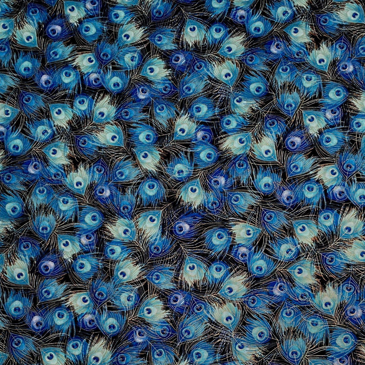 Beautifull peacock eye feather fabric in bright blues & greens, available in various lengths, from fat quarters to half yards & up to full metres or yards