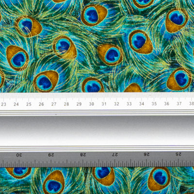 beautiful peacock eye feather fabric cut to various lengths from fat quarters, half yards & full metres