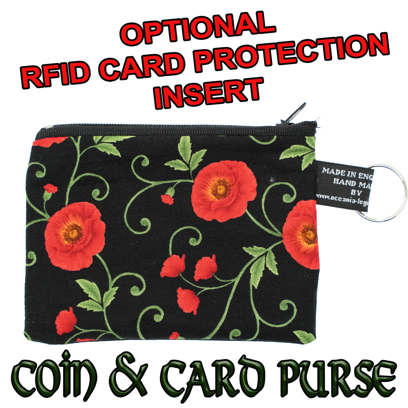 Poppy Coin & Card Purse with optional RFID Protection